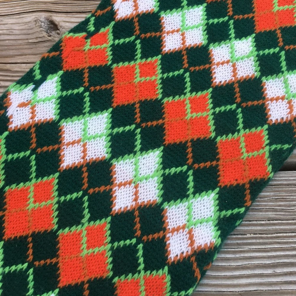 Red and Green Fringed Scarf